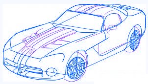 dessiner une voiture Dodge Viper - etape 4