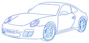 dessiner une voiture Porsche Carrera 911 - etape 6