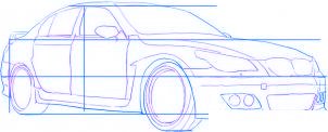 dessiner une voiture de course tuning BMW M5 - etape 3