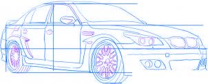 dessiner une voiture de course tuning BMW M5 - etape 4