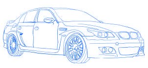 dessiner une voiture de course tuning BMW M5 - etape 5