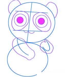 dessiner un panda de dessin anime - etape 2