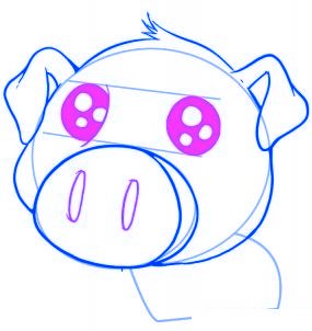 dessiner un cochon mignon de dessin anime - etape 4