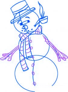 dessiner un bonhomme de neige - etape 4 dessiner un bonhomme de neige - etape 4