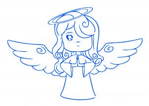 dessiner un ange de noel - etape 6 dessiner un ange de noel - etape 6