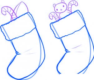 dessiner des chaussettes de noel - etape 3