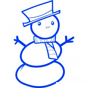 Dessiner un bonhomme de neige facile - etape 7