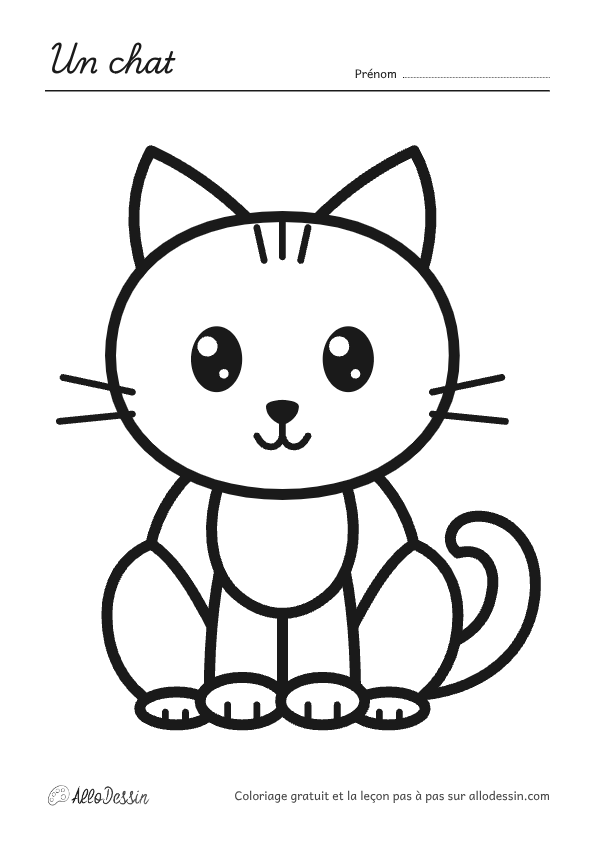 Coloriage d'un chat à imprimer, format A4