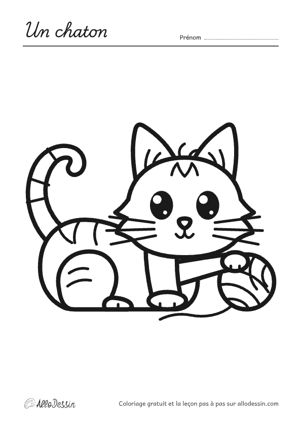 Coloriage d'un chaton à imprimer, format A4