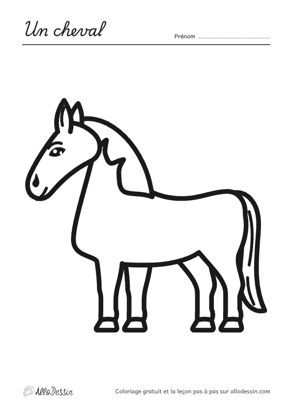 Coloriage d'un cheval à imprimer, format A4