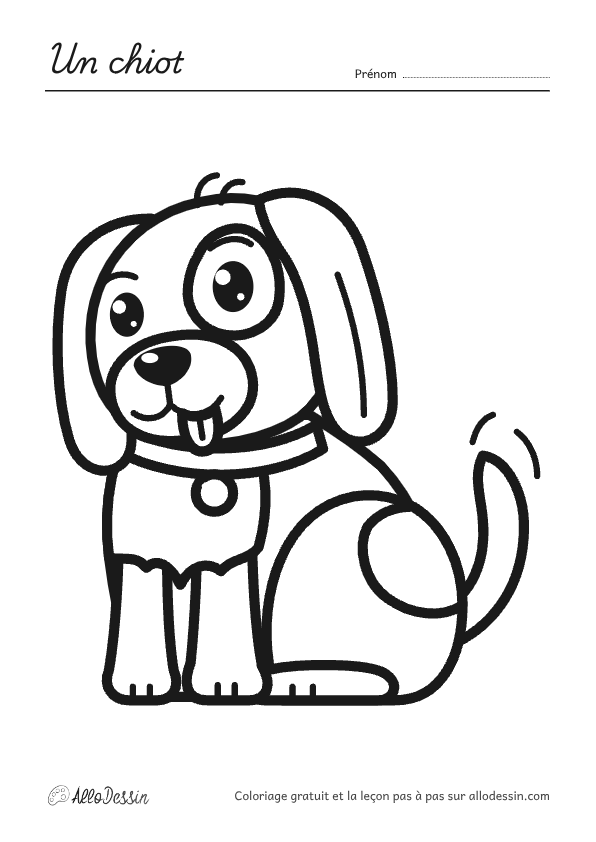 Coloriage d'un chiot à imprimer, format A4