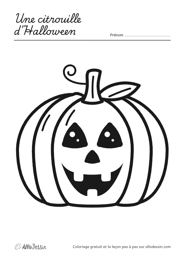 Coloriage d'une citrouille d'Halloween à imprimer, format A4