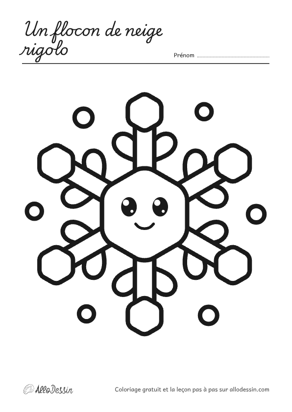 Coloriage d'un flocon de neige rigolo à imprimer, format A4