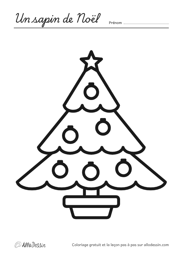 Coloriage d'un sapin de Noël à imprimer, format A4